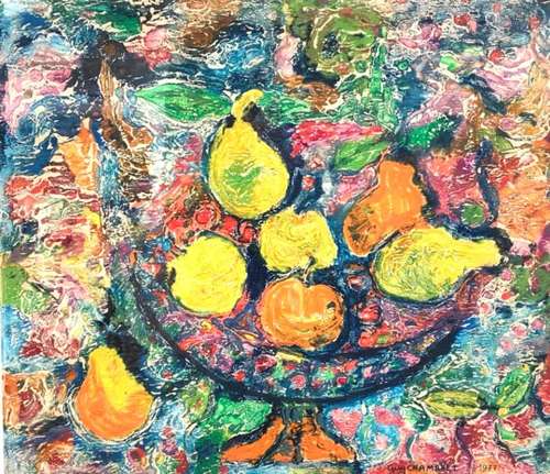 Guy CHAMBRET (1935-2004). Nature morte aux fruits. Monotype signé et daté 1977 en [...]