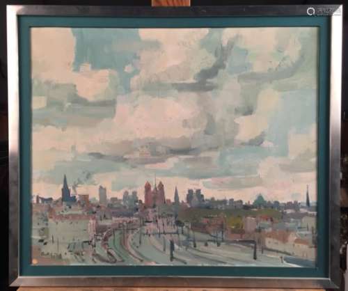 Henri VINCENOT (1912-1985). Vue de Dijon depuis la rue des Perrières. Huile sur [...]