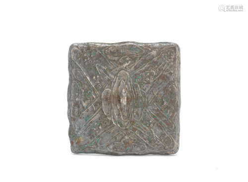 Probably Tang Dynasty A square silvered bronze mirror