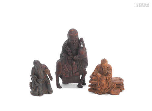 Qing Dynasty/Republic period A group of three bamboo carvings