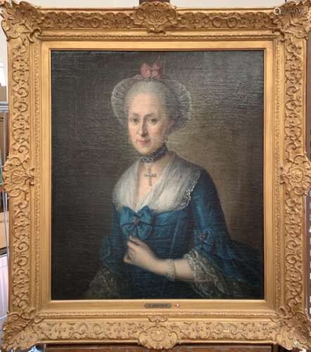 Pierre JOUFFROY. Portrait de dame de qualité. Huile sur toile. 73 x 63 cm. -