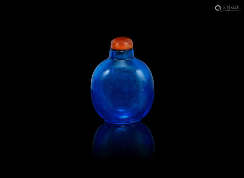 1730-1750 A cobalt blue glass snuff bottle