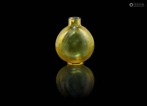 1750-1800 A rounded yellow glass snuff bottle