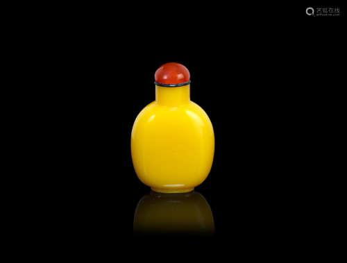 1750-1820, attributed to the Palace workshops, Beijing An opaque yellow glass snuff bottle