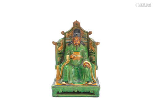 Ming Dynasty A sancai glazed model of Wenchang Wang