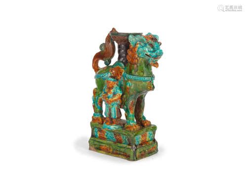 Ming Dynasty A large fahua 'Buddhist lion' incense stick holder