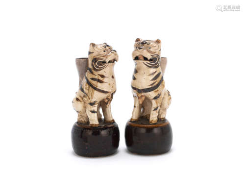 Ming Dynasty A pair of Cizhou type 'tiger' incense holders