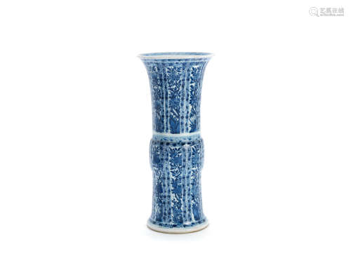 Kangxi A blue and white sleeve vase, gu