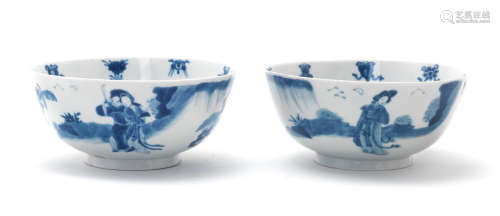 Chenghua six-character marks, Kangxi A pair of Blue and White Bowls