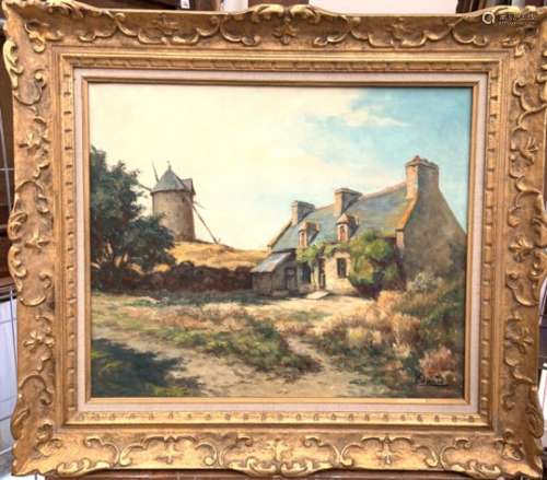 DAVID. Paysage breton. Toile, signé en bas à droite. 46 x 54 cm. -