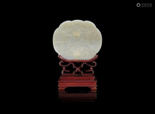 19th century A pale jade ruyi-form plaque