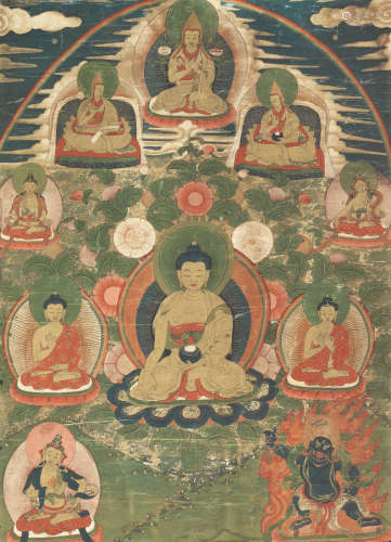 18th/19th century A 'three Buddhas of the three times' thangka