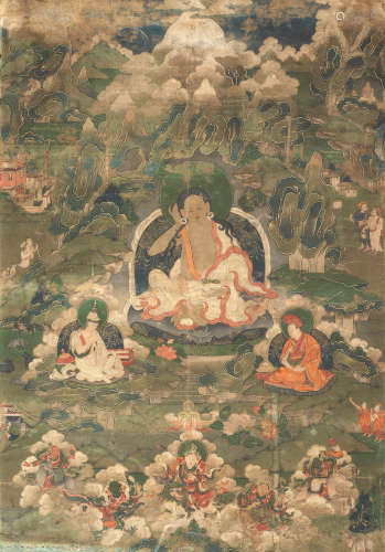Tibet, 18th century A thangka of Milarepa and scenes from his life