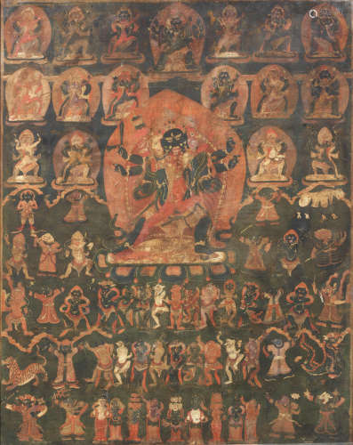 Tibet, circa 17th century A thangka of Bon deity Trowo Tsochog Kagying