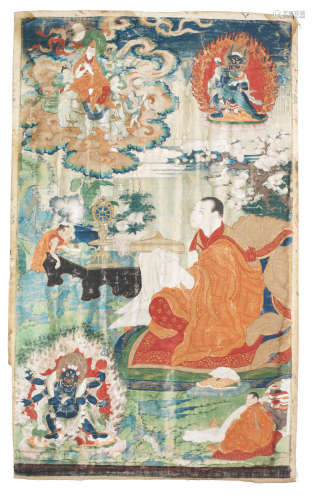 Tibet, circa 1800  A thangka of Kedrub Geleg Pal Zangpo