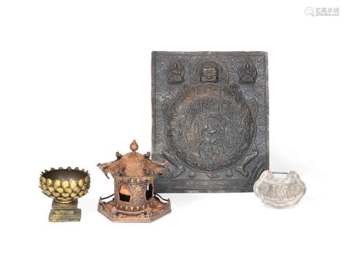 19th century A varied group of Tibetan and Chinese metal objects