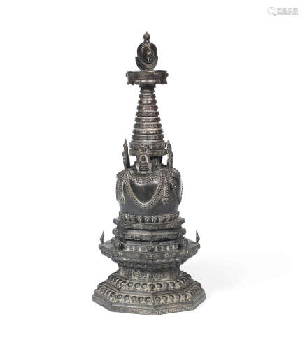 19th century A Bronze Stupa