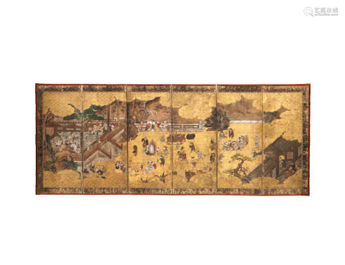 Edo Period, 17th/18th century A Japanese six-fold screen