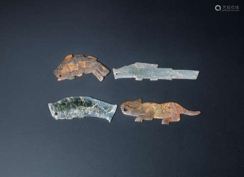 Western Zhou Dynasty A group of archaic jade zoomorphic pendants