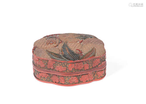 18th century A three-colour cinnabar lacquer box and cover