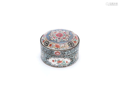 18th century A painted enamel circular box and cover