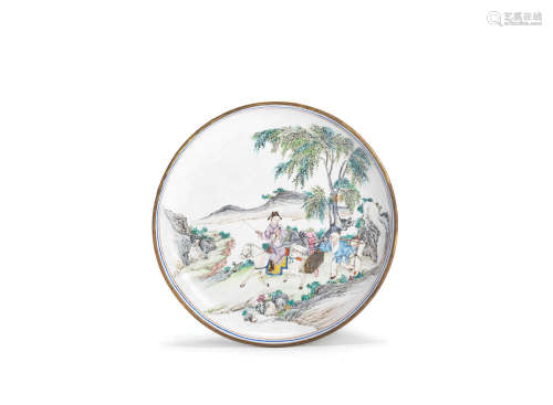 18th century A painted enamel dish