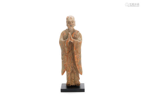 Yuan/Ming Dynasty A lacquered wood figure of Kasyapa