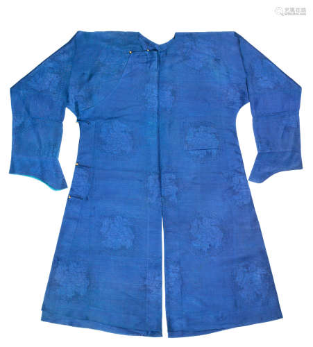 Qing Dynasty A blue silk-gauze man's semi-formal summer robe, jifu
