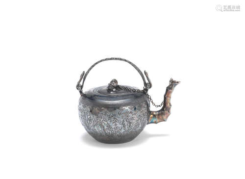 Tianjin, circa 1900 An export silver teapot and cover