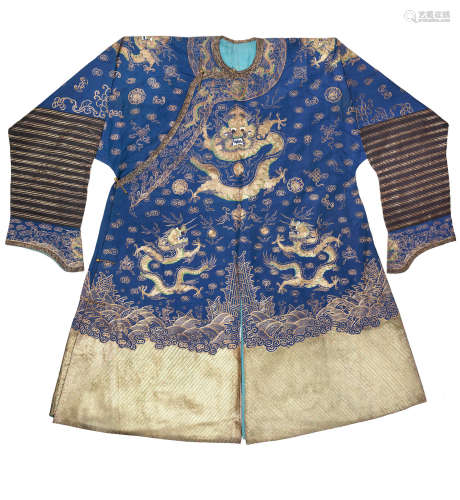 19th/20th century A blue-ground 'dragon' robe