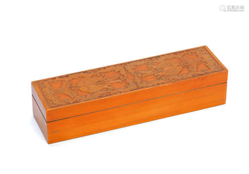 20th century A bamboo veneer box and cover