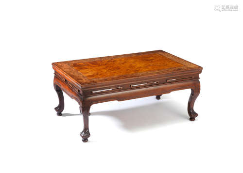 Late Qing Dynasty A small hardwood 'folding-leg' kang table