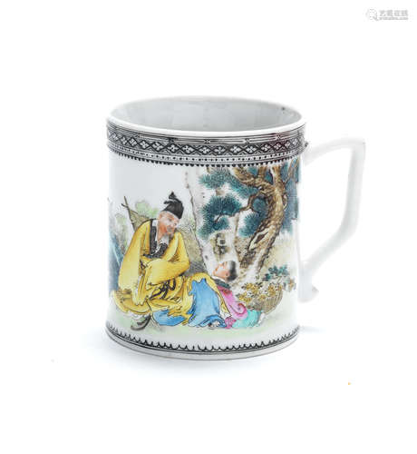 Singed Wu Chengren, probably Republic Period A famille rose 'scholar' mug