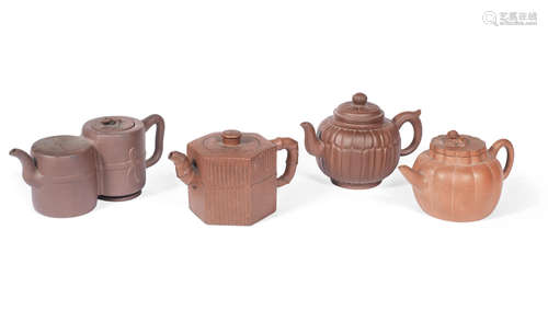 18th/19th century and later  A group of four Yixing zisha teapots and covers