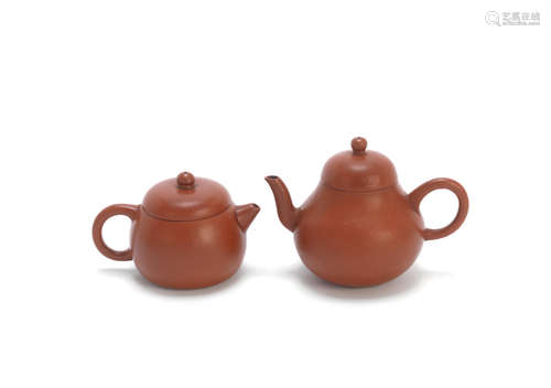 Qing Dynasty Two Yixing teapots and covers