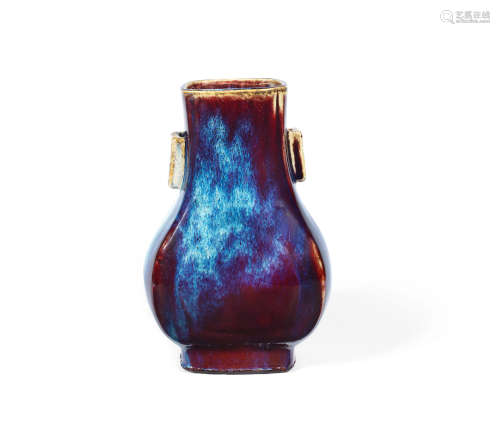 Incised Yongzheng four-character mark, late Qing Dynasty A flambé glazed vase, fanghu