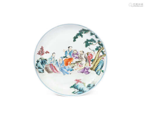 Qianlong seal mark, 19th century A famille rose 'Scholars' Dish