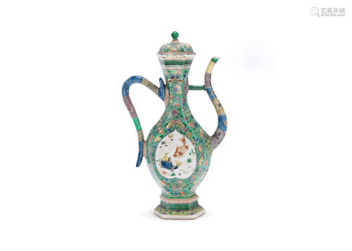 Kangxi A famille verte ewer and cover