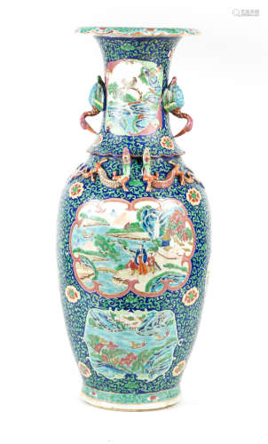 Late Qing Dynasty A Canton famille rose baluster vase