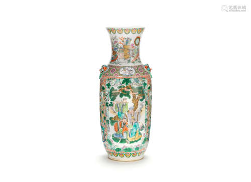 19th century A Canton famille rose 'Eight Immortals' baluster vase