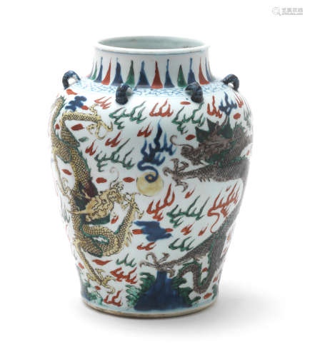 Shunzhi A wucai 'dragon' Jar