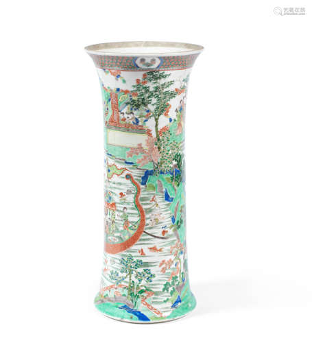 Kangxi A famille verte 'dragon boat festival' sleeve vase