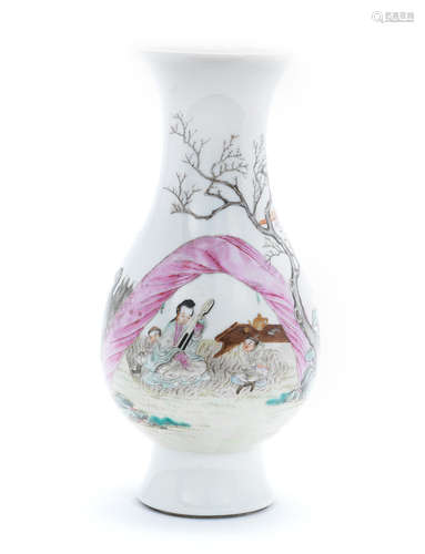 Republic Period A Famille Rose Bottle Vase