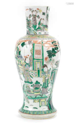 19th century A Famille verte baluster vase