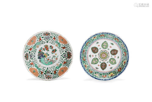 Kangxi Two large famille verte dishes