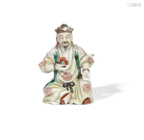 18th century An enamelled figure of a Buddhist guardian king