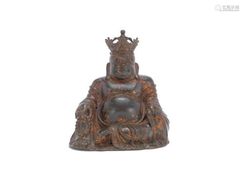 17th century A gilt lacquered bronze figure of Budai