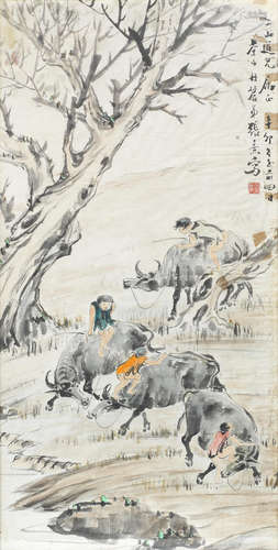 'Birds and flowers' and 'Boy and Buffalo' After Jiang Tingxi and Zhang Xi