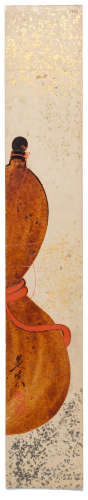 Meiji era (1868–1912), circa 1870–1890 SHIBATA ZESHIN 柴田是真 (1807–1891) TANZAKU (POEM CARD) WITH URUSHI-E (LACQUER PAINTING) OF A GOURD 瓢箪図漆絵短冊