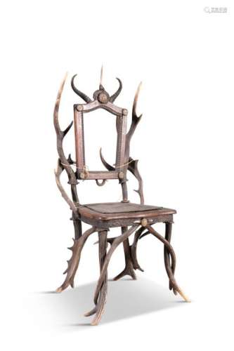 A 19TH CENTURY AUSTRIAN SIDE CHAIR, constructed fr…